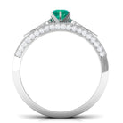 Rosec Jewels-Vintage Inspired Real Emerald Wedding Ring Set with Diamond