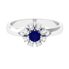 Rosec Jewels-Elegant Blue Sapphire and Diamond Flower Engagement Ring