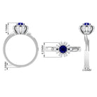 Rosec Jewels-Elegant Blue Sapphire and Diamond Flower Engagement Ring