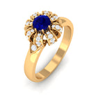 Rosec Jewels-Elegant Blue Sapphire and Diamond Flower Engagement Ring