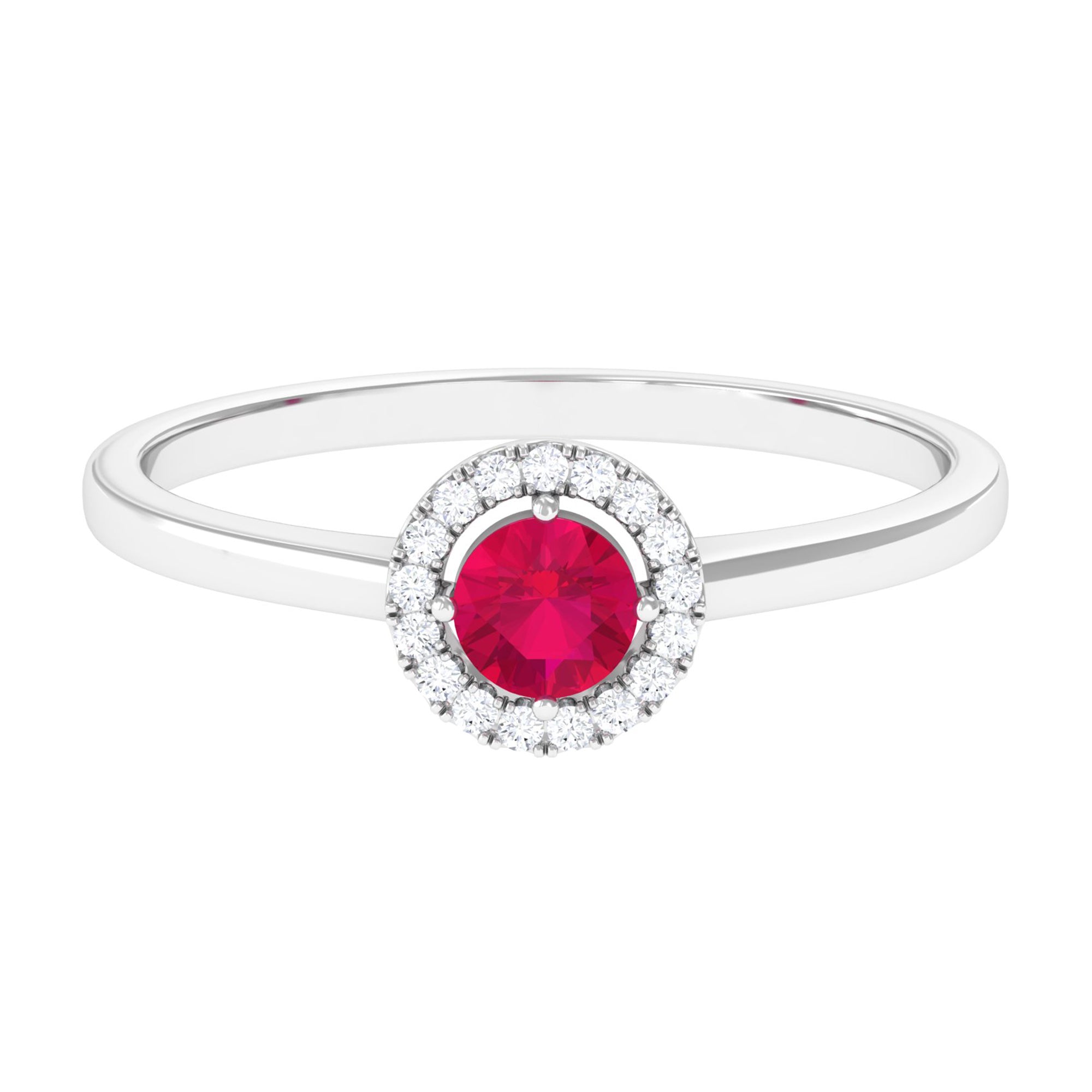 Rosec Jewels-Natural Ruby Promise Ring with Diamond Halo