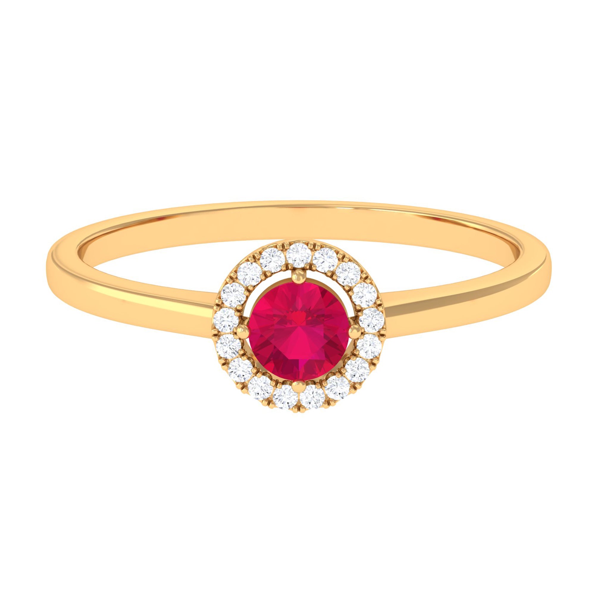 Rosec Jewels-Natural Ruby Promise Ring with Diamond Halo