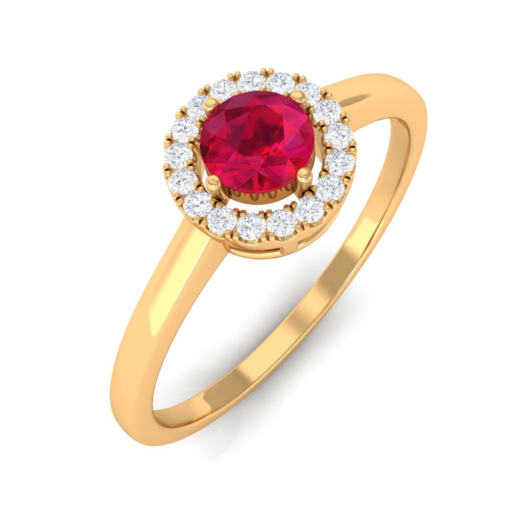 Rosec Jewels-Natural Ruby Promise Ring with Diamond Halo