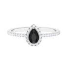 Rosec Jewels-Black Onyx Teardrop Engagement Ring with Diamond Halo