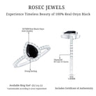 Rosec Jewels-Black Onyx Teardrop Engagement Ring with Diamond Halo