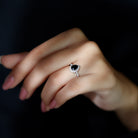 Rosec Jewels-Black Onyx Teardrop Engagement Ring with Diamond Halo