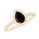 Rosec Jewels-Black Onyx Teardrop Engagement Ring with Diamond Halo