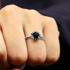 Rosec Jewels-Black and White Diamond Promise Ring with Halo