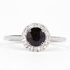 Rosec Jewels-Black and White Diamond Promise Ring with Halo