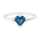 Rosec Jewels-Heart Shape London Blue Topaz Promise Ring with Diamond Accent