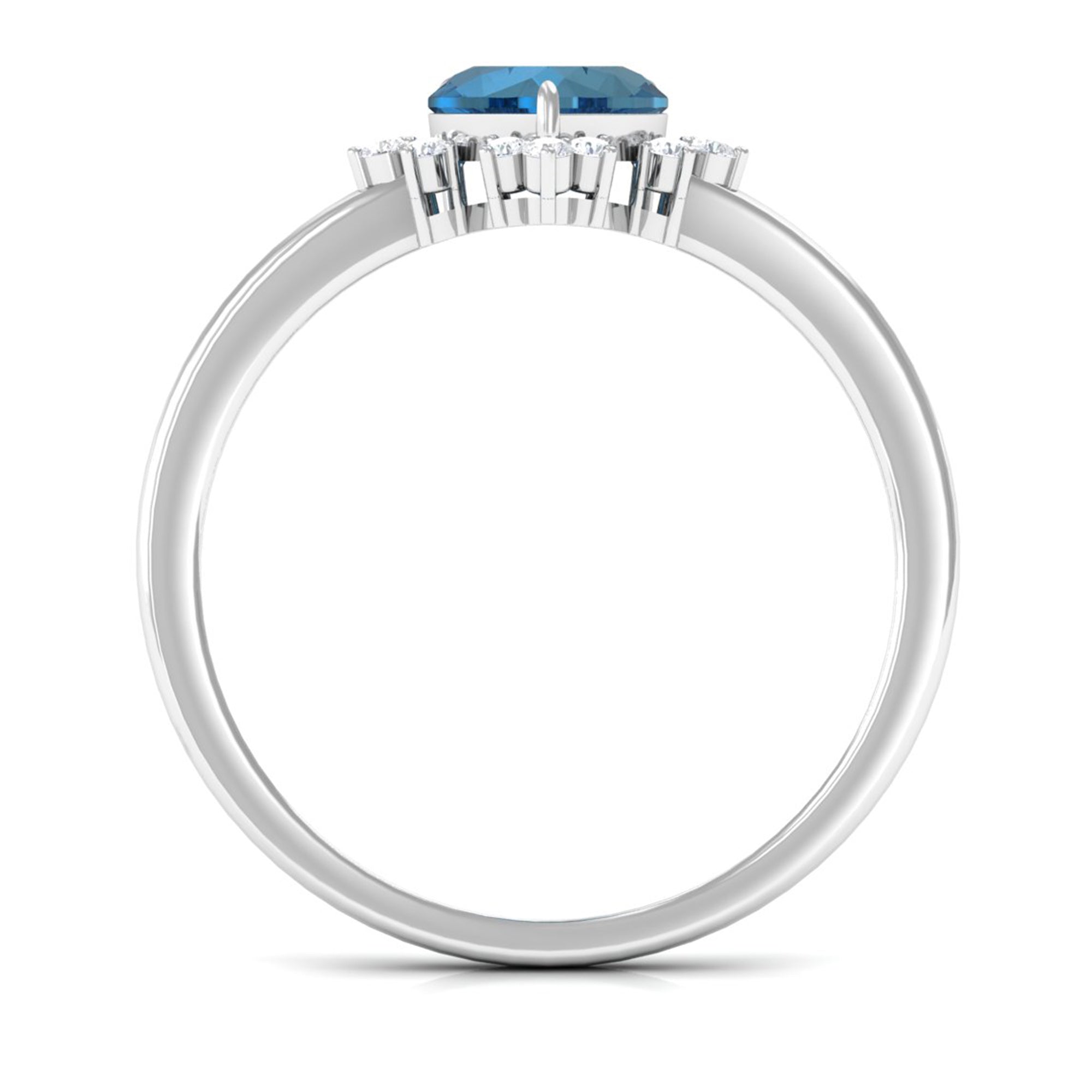 Rosec Jewels-Heart Shape London Blue Topaz Promise Ring with Diamond Accent