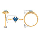 Rosec Jewels-Heart Shape London Blue Topaz Promise Ring with Diamond Accent