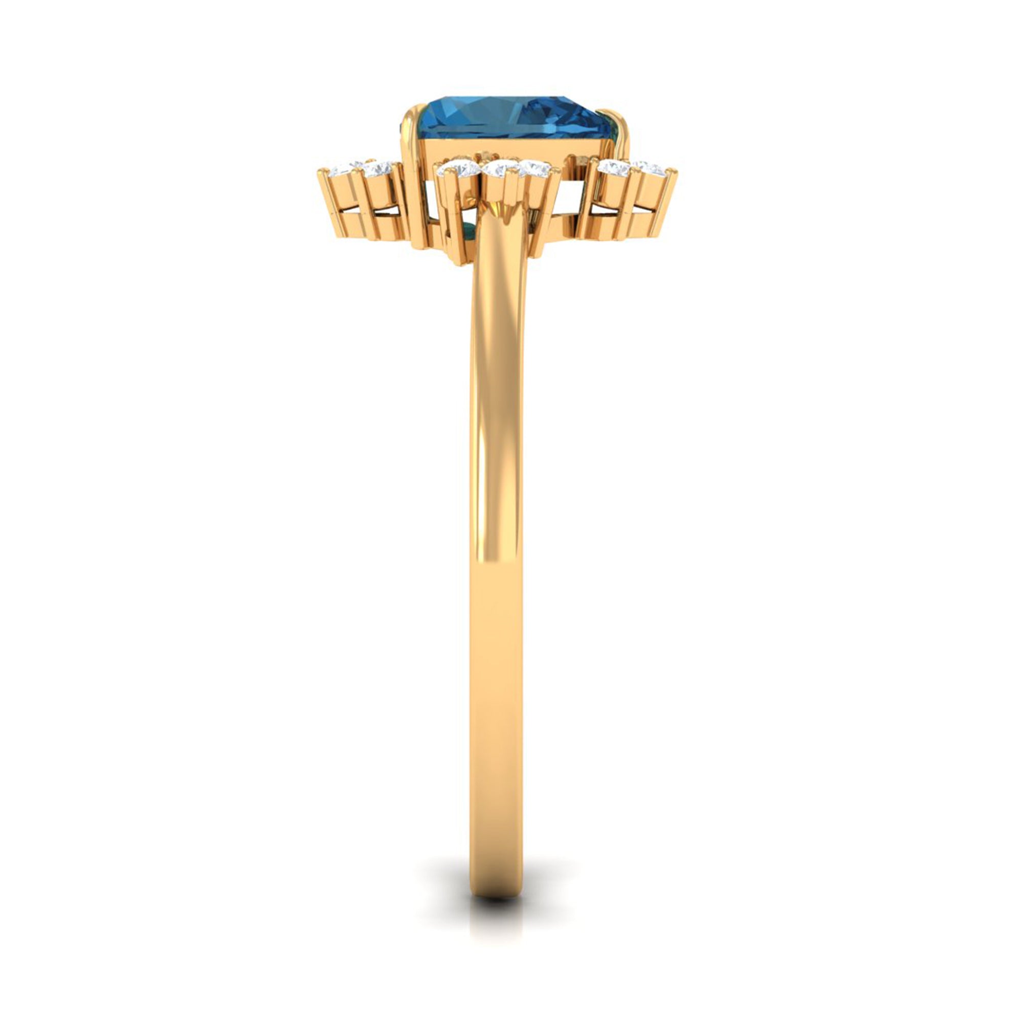 Rosec Jewels-Heart Shape London Blue Topaz Promise Ring with Diamond Accent