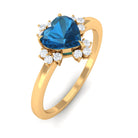 Rosec Jewels-Heart Shape London Blue Topaz Promise Ring with Diamond Accent