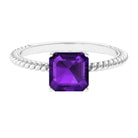 Rosec Jewels-Asscher Cut Amethyst Solitaire Ring with Twisted Rope