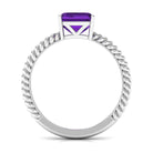 Rosec Jewels-Asscher Cut Amethyst Solitaire Ring with Twisted Rope