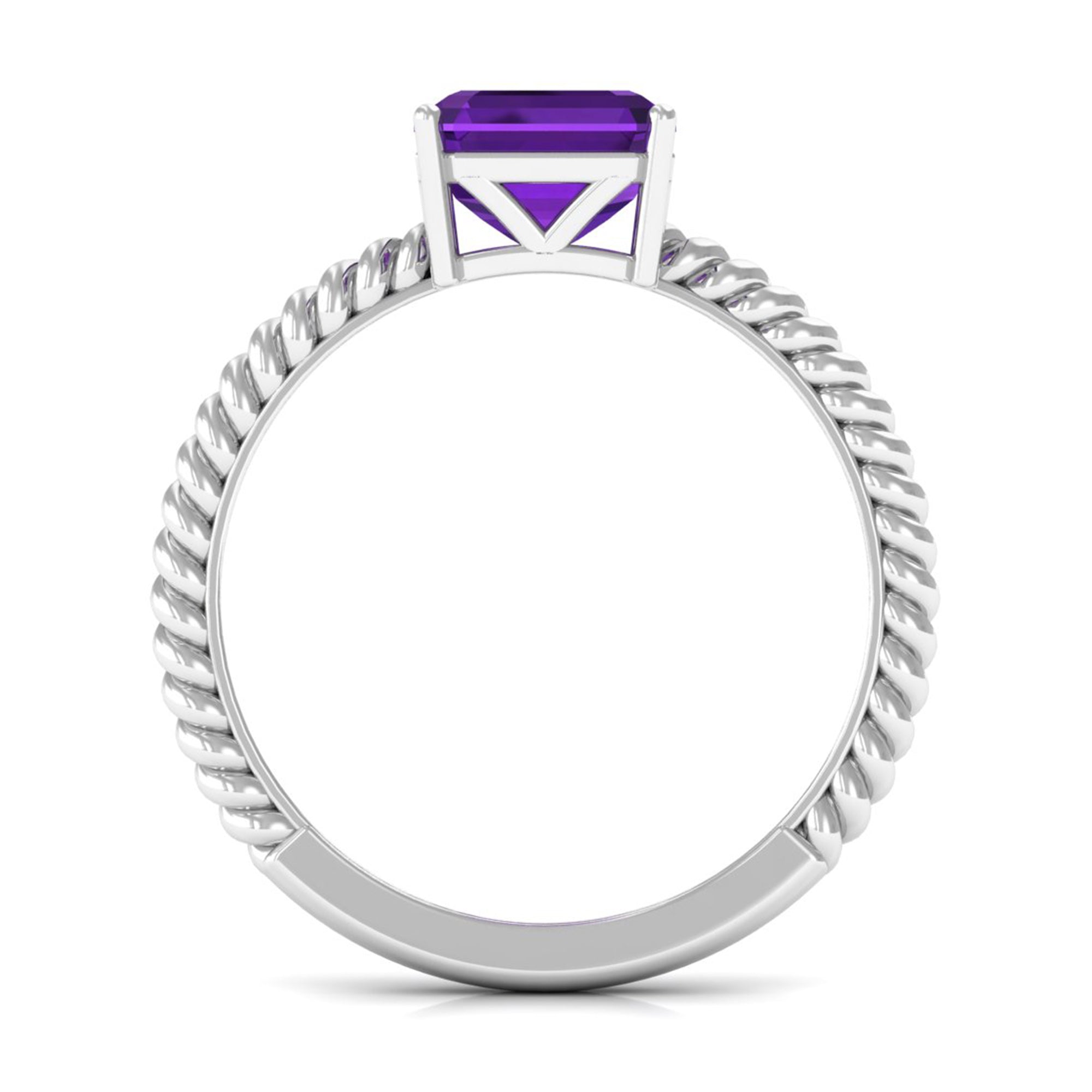 Rosec Jewels-Asscher Cut Amethyst Solitaire Ring with Twisted Rope