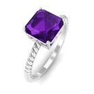 Rosec Jewels-Asscher Cut Amethyst Solitaire Ring with Twisted Rope