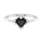 Rosec Jewels-Heart Shape Black Onyx Promise Ring with Diamond Accent