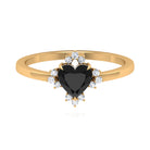 Rosec Jewels-Heart Shape Black Onyx Promise Ring with Diamond Accent