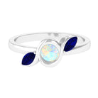 Rosec Jewels-Minimal Ethiopian Opal and Blue Sapphire Leaf Promise Ring