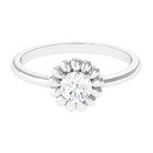 Rosec Jewels-Round Moissanite Solitaire Floral Ring in Prong Setting