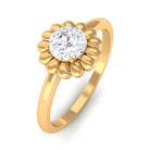 Rosec Jewels-Round Moissanite Solitaire Floral Ring in Prong Setting