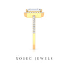 Rosec Jewels-Certified Emerald Cut Moissanite Halo Engagement Ring