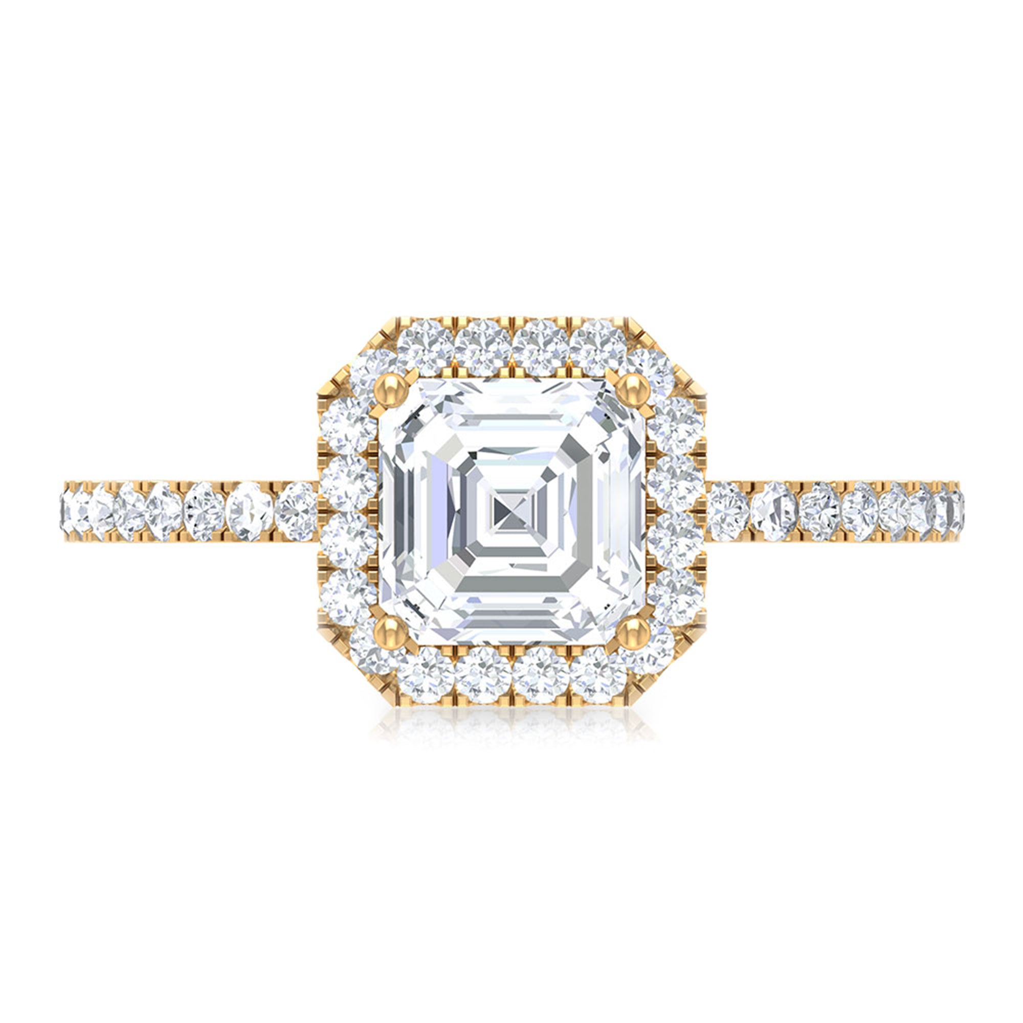 Rosec Jewels-1.75 CT Asscher Cut Moissanite Halo Engagement Ring