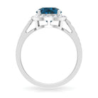 Rosec Jewels-Round London Blue Topaz Classic Halo Ring with Diamond