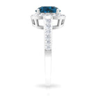 Rosec Jewels-Round London Blue Topaz Classic Halo Ring with Diamond