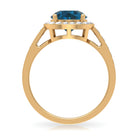 Rosec Jewels-Round London Blue Topaz Classic Halo Ring with Diamond