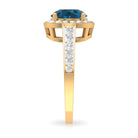 Rosec Jewels-Round London Blue Topaz Classic Halo Ring with Diamond