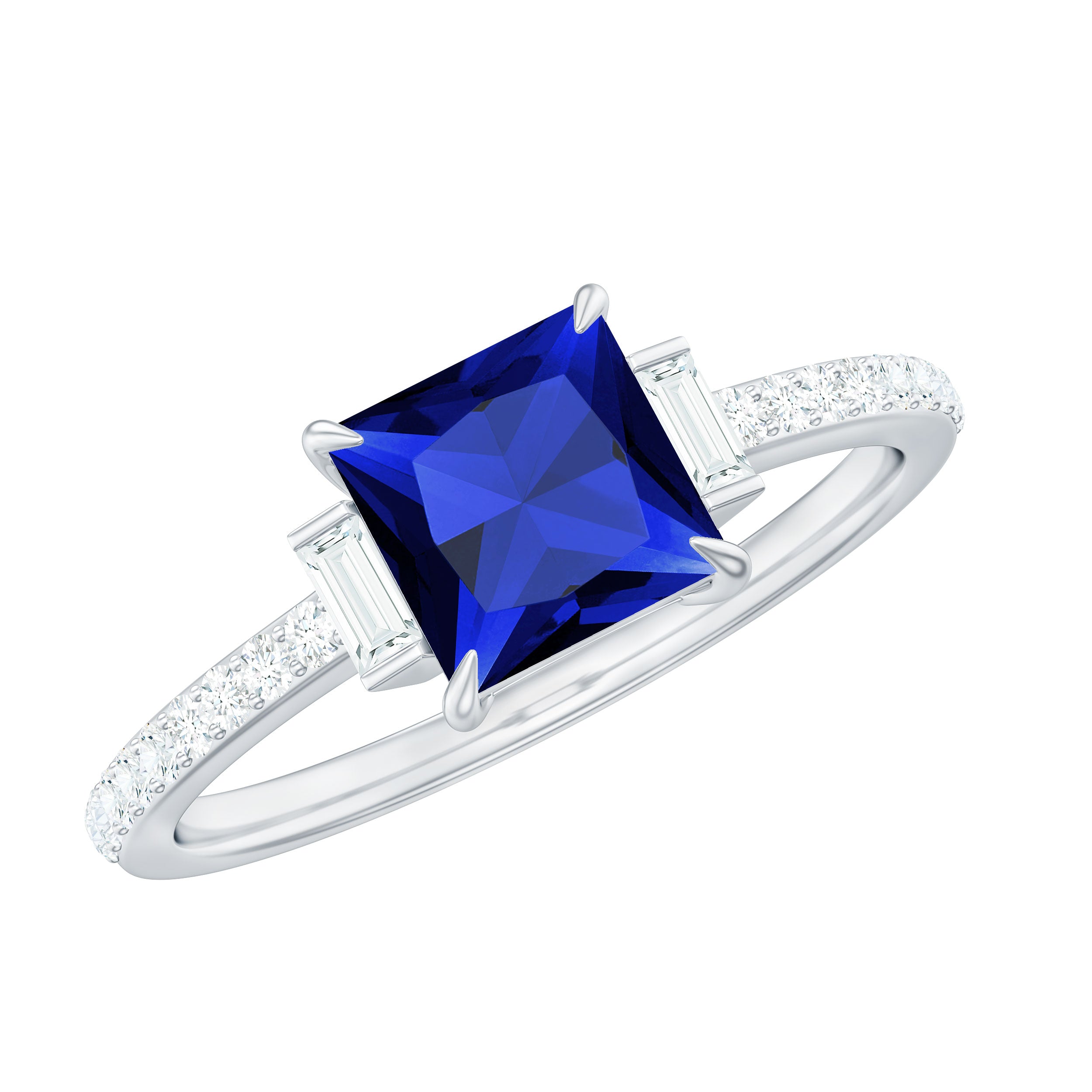 Blue Sapphire Lab Created/Simulated Diamond On 925 Sterling Silver/Engagement Ring/September outlet Birthday/Black Friday Sale/Gift For Her