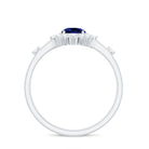 Rosec Jewels-Created Blue Sapphire Classic Halo Engagement Ring with Diamond