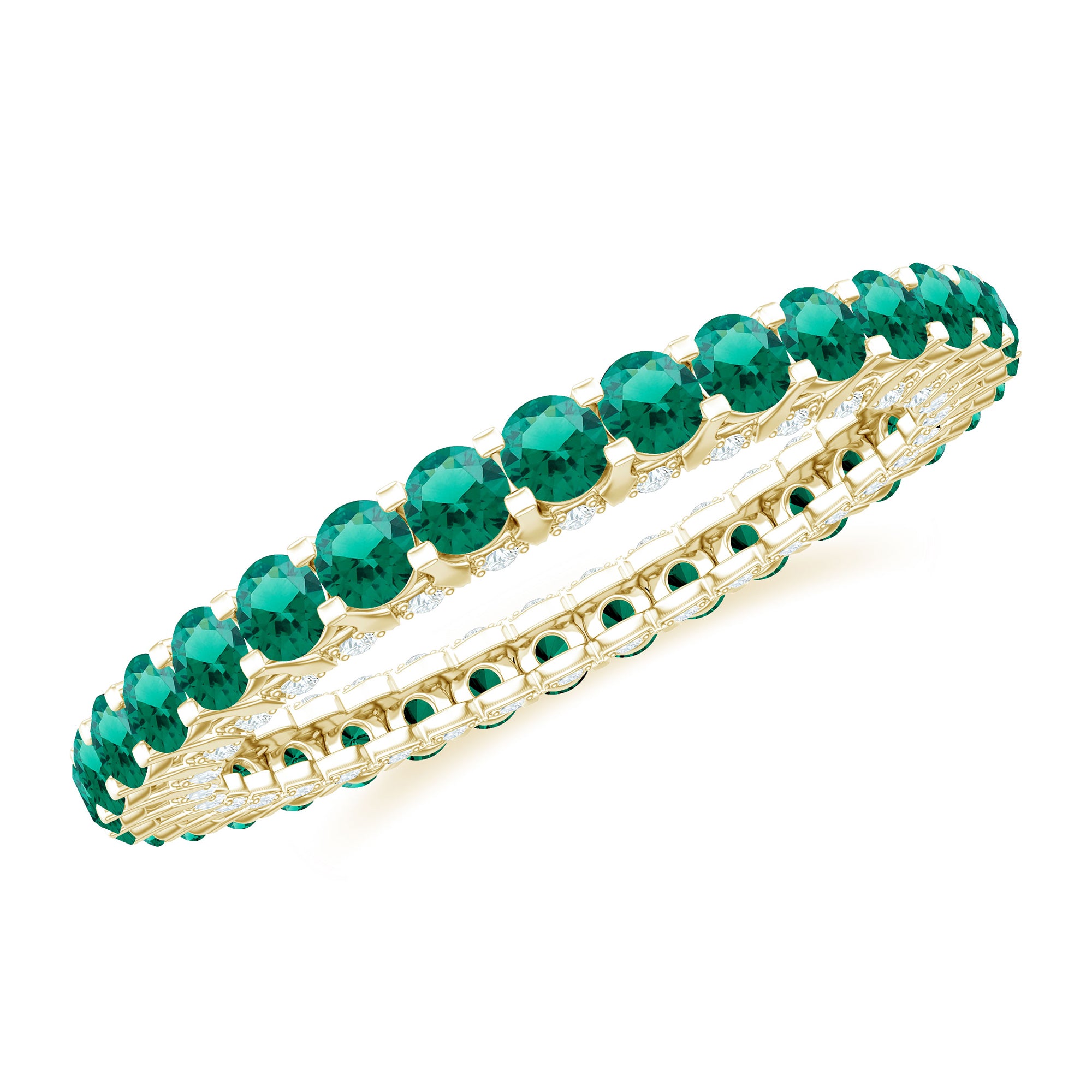 Rosec Jewels-Minimal Lab Grown Emerald and Diamond Full Eternity Ring