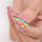 Rosec Jewels-Minimal Lab Grown Emerald and Diamond Full Eternity Ring