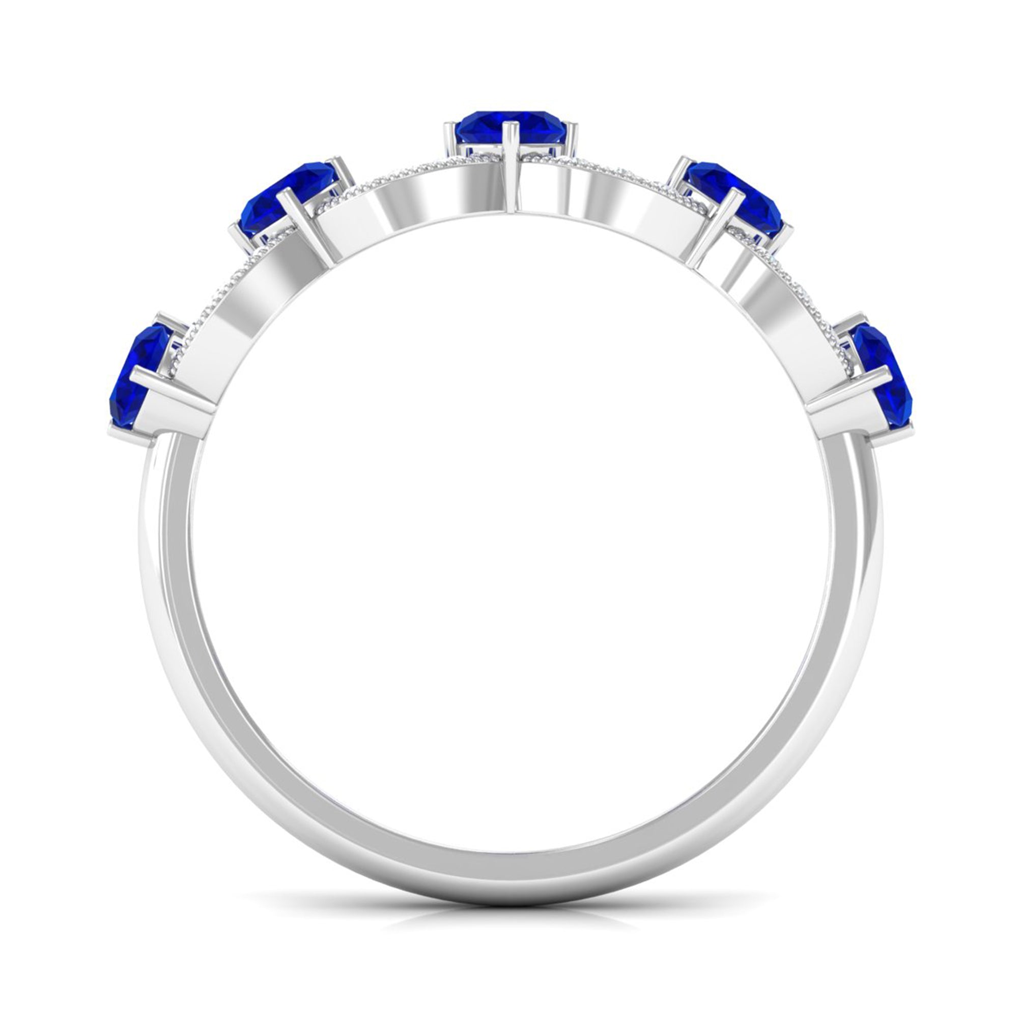 Rosec Jewels-Crown Anniversary Band with Lab Created Blue Sapphire and Diamond