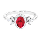 Rosec Jewels-Oval Cut Lab-Created Ruby Statement Engagement Ring with Diamond