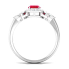 Rosec Jewels-Oval Cut Lab-Created Ruby Statement Engagement Ring with Diamond