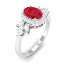 Rosec Jewels-Oval Cut Lab-Created Ruby Statement Engagement Ring with Diamond