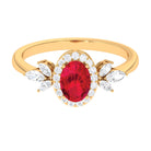 Rosec Jewels-Oval Cut Lab-Created Ruby Statement Engagement Ring with Diamond