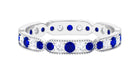 Rosec Jewels-1.25 CT Lab Created Blue Sapphire Milgrain Full Eternity Ring with Diamond