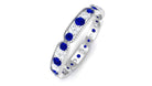 Rosec Jewels-1.25 CT Lab Created Blue Sapphire Milgrain Full Eternity Ring with Diamond