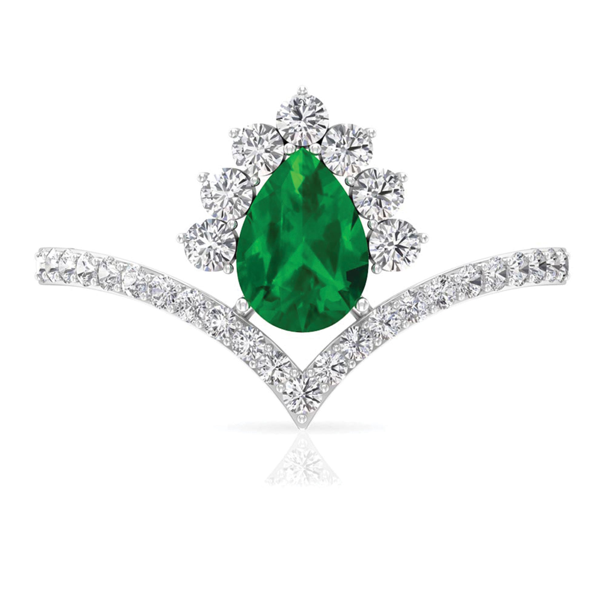 Rosec Jewels-Lab Grown Emerald and Diamond Designer Engagement Ring