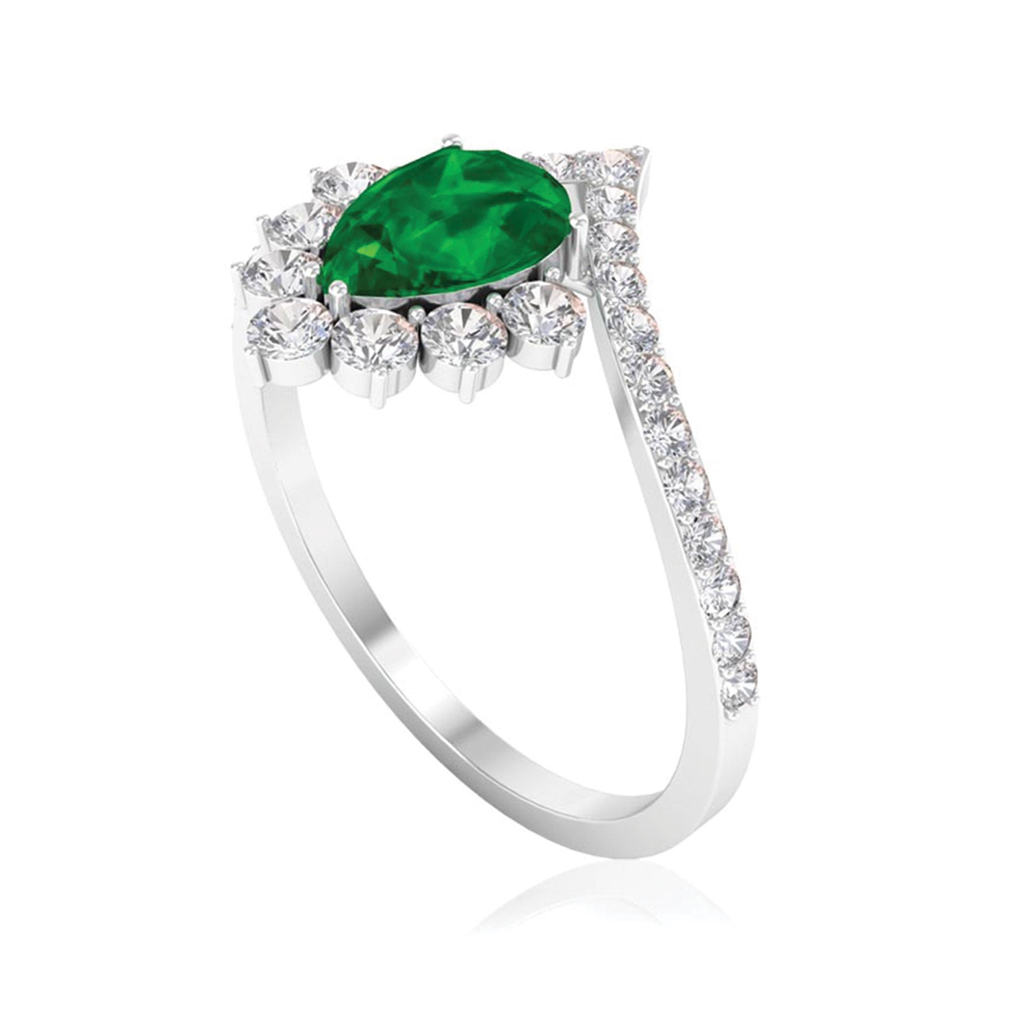 Rosec Jewels-Lab Grown Emerald and Diamond Designer Engagement Ring