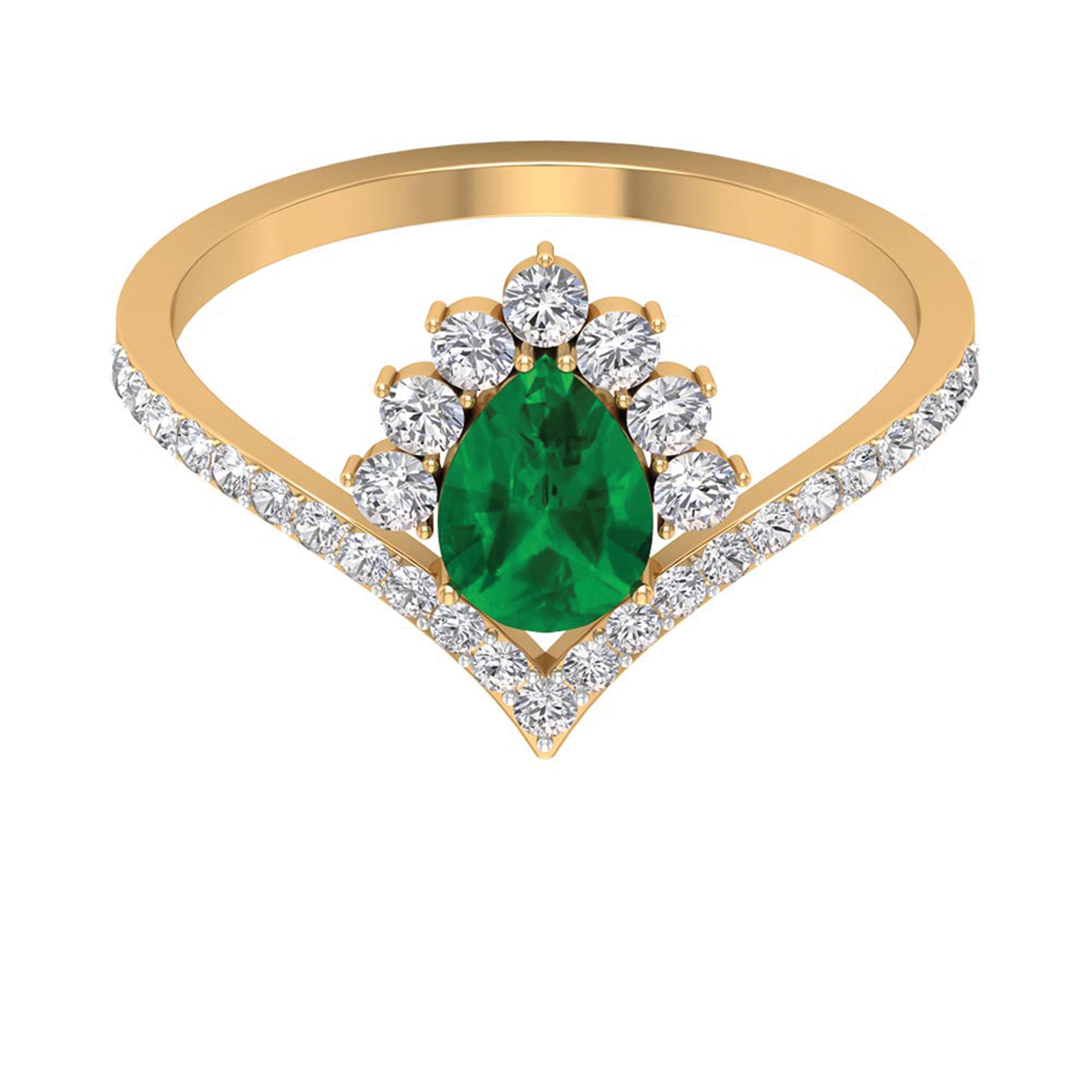 Rosec Jewels-Lab Grown Emerald and Diamond Designer Engagement Ring