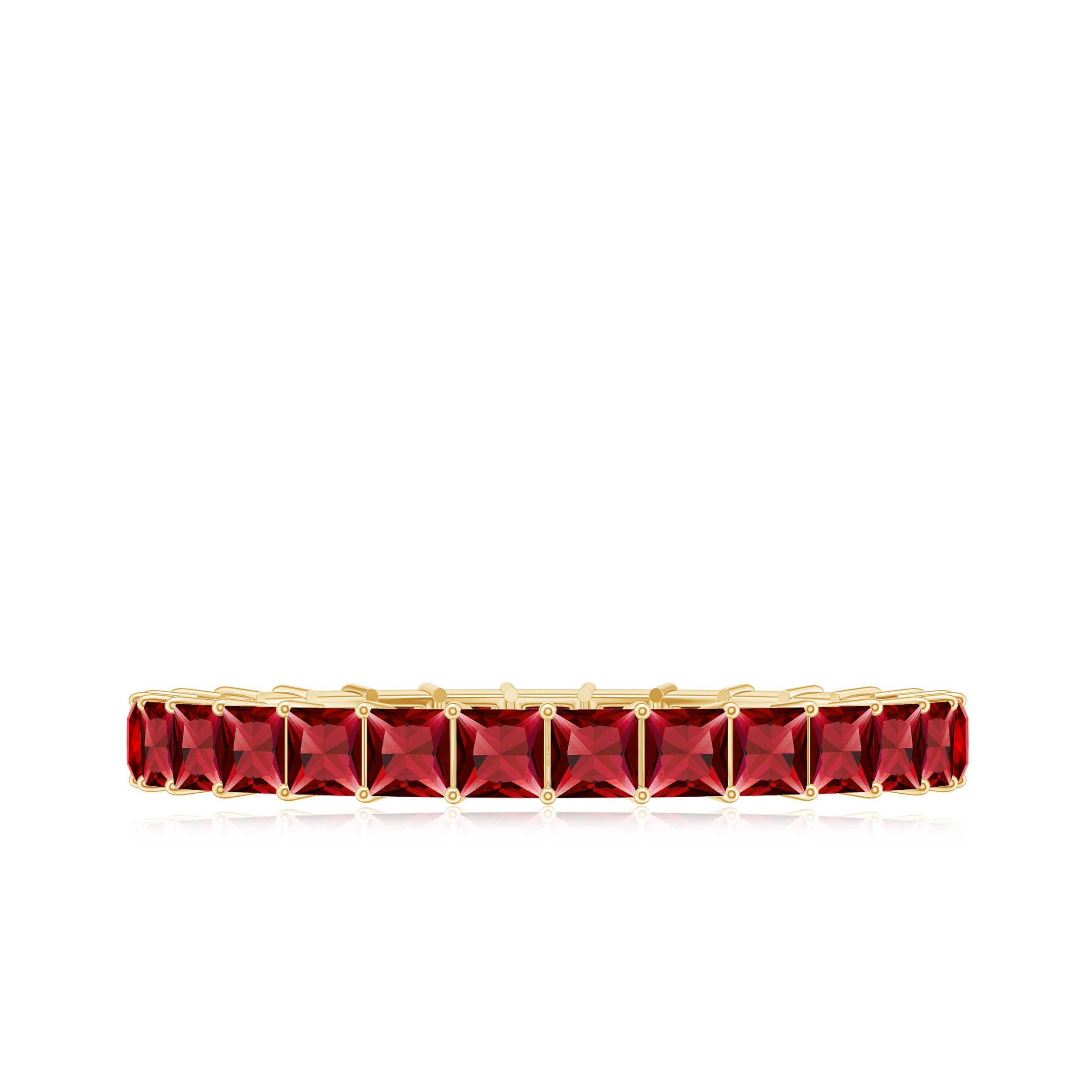 Rosec Jewels-Princess Cut Created Ruby Stackable Eternity Band Ring in Gold