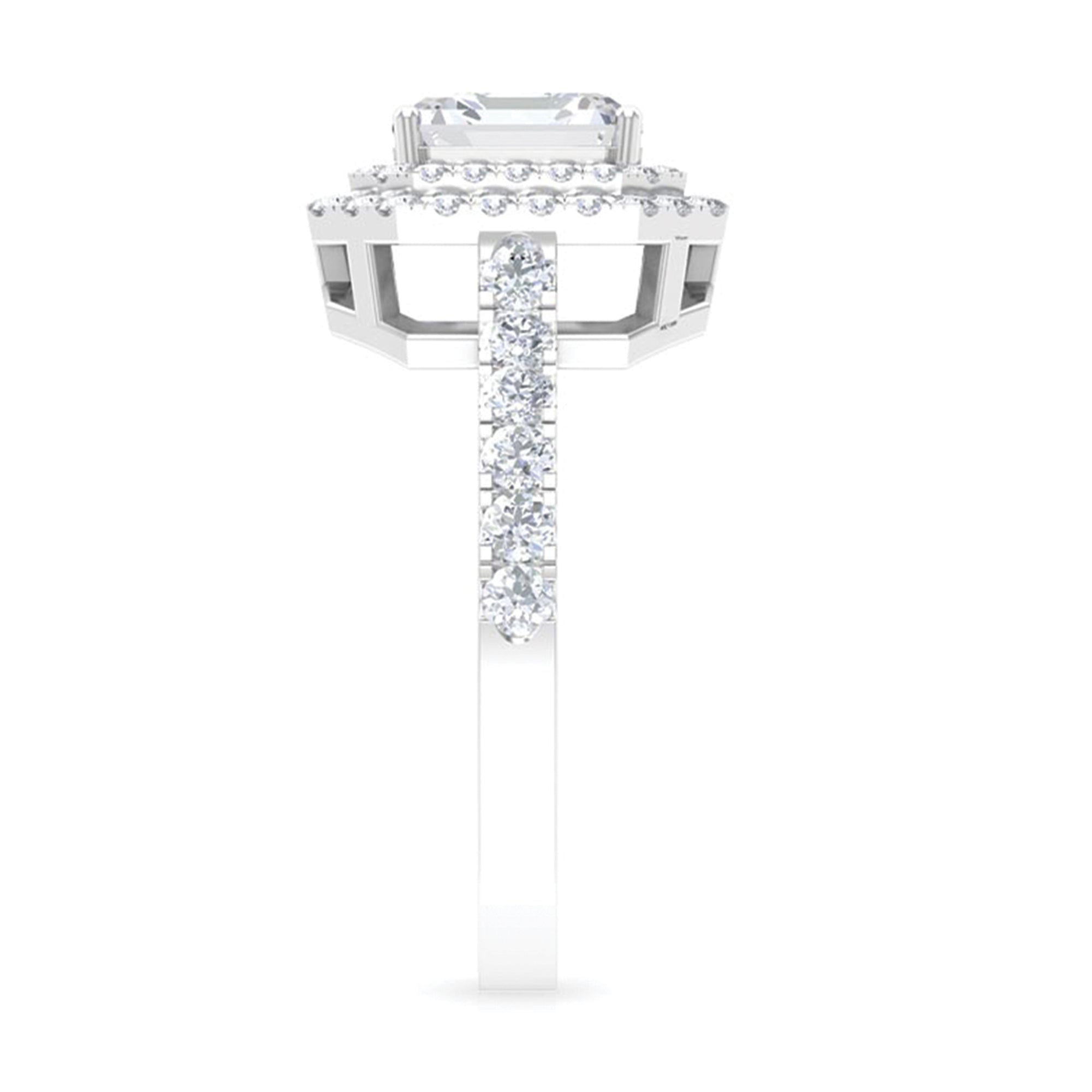 Rosec Jewels-Asscher Cut Moissanite Art Deco Engagement Ring