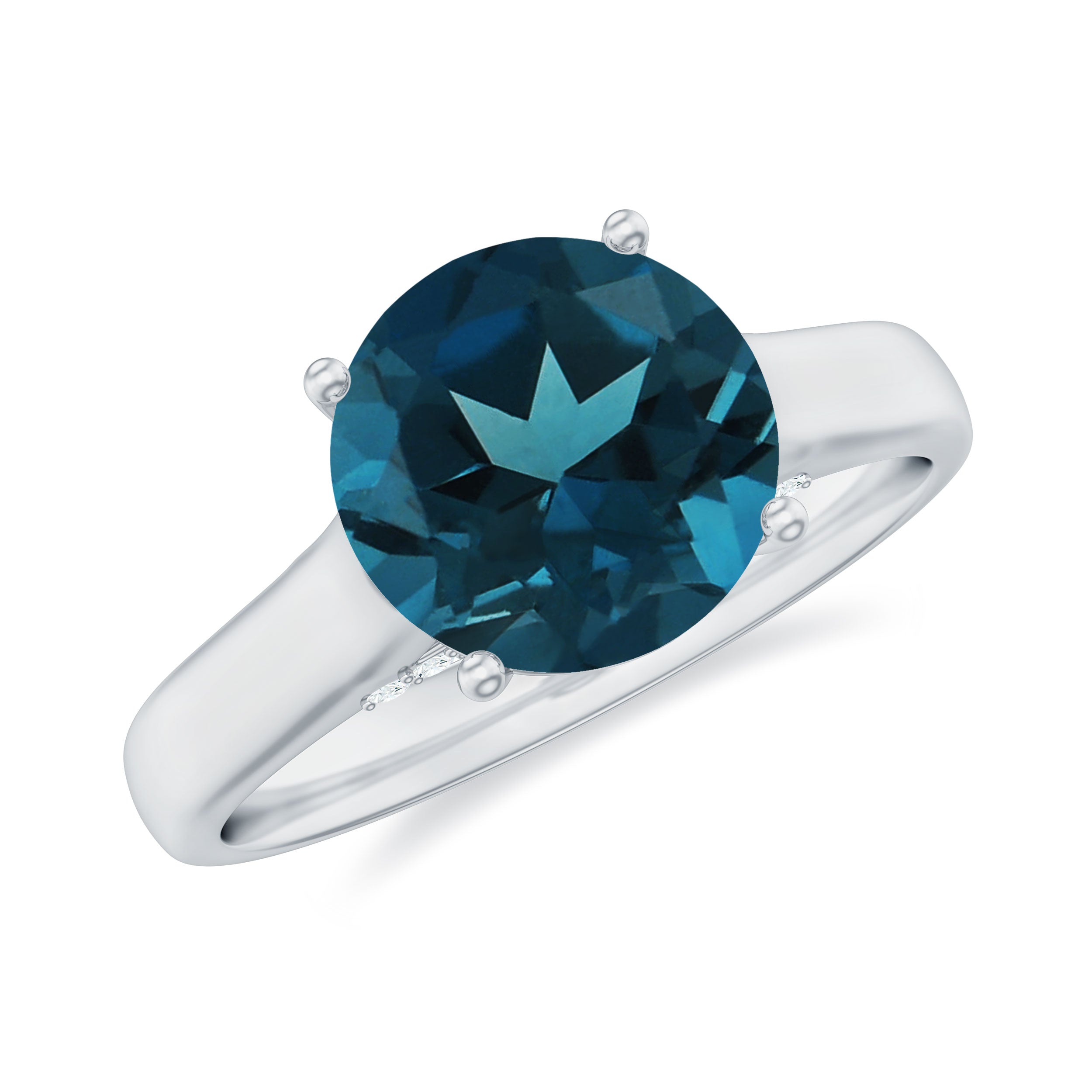 Rosec Jewels-Classic Round London Blue Topaz Solitaire Ring